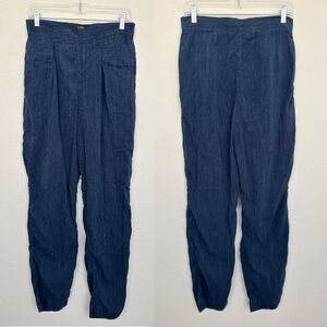 Suno Linen Cotton Blend Straight Leg Pants Navy Blue Kenya Beach Women's Medium